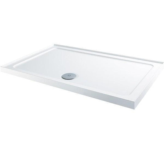 MX Elements 1200mm x 760mm Stone Resin Rectangular Shower Tray with Upstand - White - SQR - Envy Bathrooms Ltd