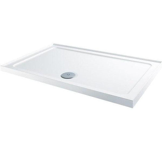 MX Elements 1200mm x 800mm Stone Resin Rectangular Shower Tray with Upstand - White - SRF - Envy Bathrooms Ltd