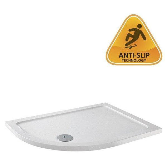 MX Elements 1200mm x 900mm Anti-Slip Offset Quadrant Shower Tray (LH) - White - ASTQK - Envy Bathrooms Ltd