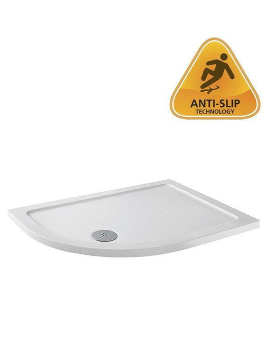 MX Elements 1300mm x 760mm Anti-Slip Offset Quadrant Shower Tray (LH) - White - ASX73 - Envy Bathrooms Ltd