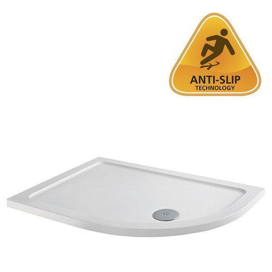 MX Elements 1300mm x 800mm Anti-Slip Offset Quadrant Shower Tray (RH) - White - ASX76 - Envy Bathrooms Ltd