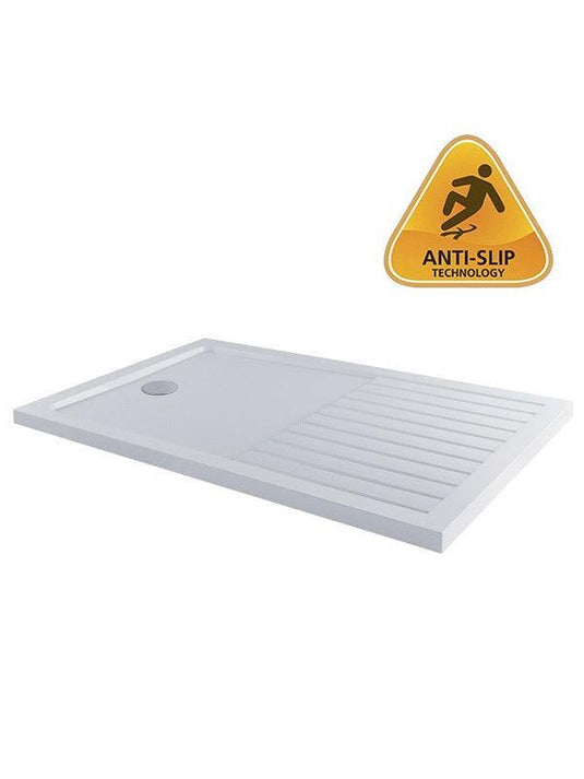 MX Elements 1400mm x 900mm Anti-Slip Rectangular Walk-In Shower Tray - White - ASST4 - Envy Bathrooms Ltd
