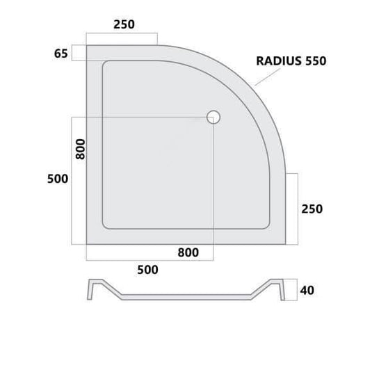 MX Elements 800 x 800mm Low Profile Quadrant Shower Tray - White - Envy Bathrooms Ltd