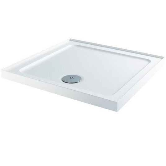 MX Elements 800mm x 800mm Stone Resin Square Shower Tray with Upstand - White - SBN - Envy Bathrooms Ltd