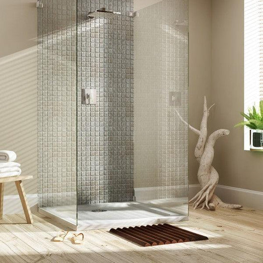 MX Elements 800mm x 800mm Stone Resin Square Shower Tray with Upstand - White - SBN - Envy Bathrooms Ltd