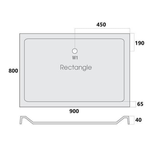 MX Elements 900 x 800mm Low Profile Rectangular Shower Tray - White - Envy Bathrooms Ltd