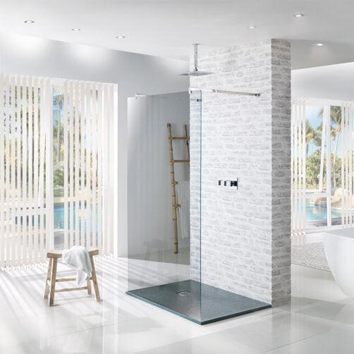 MX Minerals 1000mm x 1000mm Slate Effect Square Shower Tray - Jet Black - X2S - Envy Bathrooms Ltd