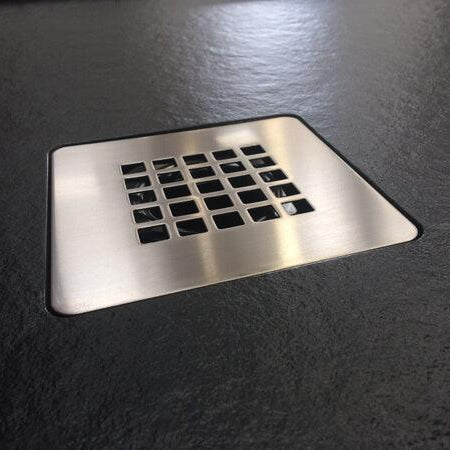 MX Minerals 1600mm x 900mm Anti-Slip Slate Effect Rectangular Shower Tray - Jet Black - X1W - Envy Bathrooms Ltd
