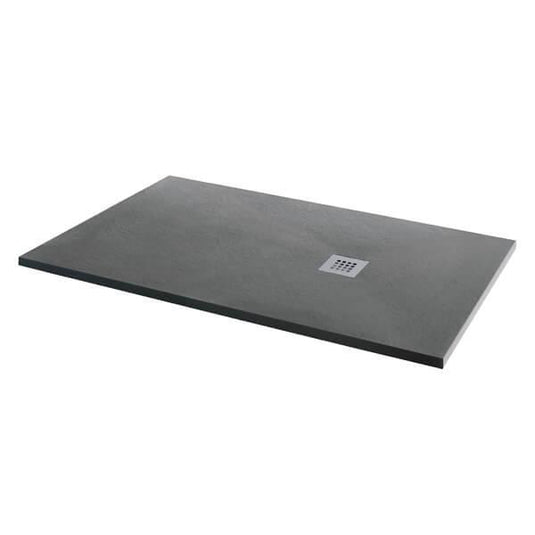 MX Minerals 1700mm x 800mm Anti-Slip Slate Effect Rectangular Shower Tray - Ash Grey - X29 - Envy Bathrooms Ltd