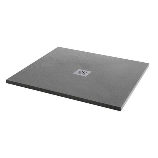 MX Minerals 800mm x 800mm Anti-Slip Slate Effect Square Shower Tray - Ash Grey - X26 - Envy Bathrooms Ltd