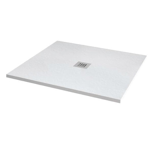 MX Minerals 800mm x 800mm Anti-Slip Slate Effect Square Shower Tray - Ice White - X24 - Envy Bathrooms Ltd