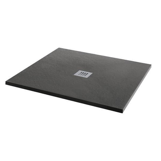 MX Minerals 900mm x 900mm Anti-Slip Slate Effect Square Shower Tray - Jet Black - X1B - Envy Bathrooms Ltd