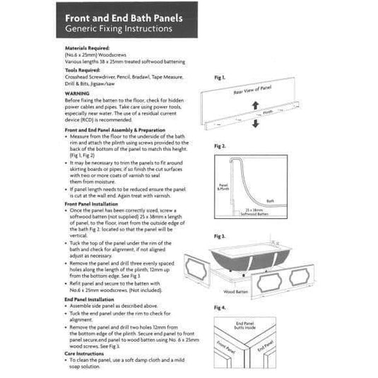 Oceana Arctic 1800mm Front Bath Panel - Envy Bathrooms Ltd