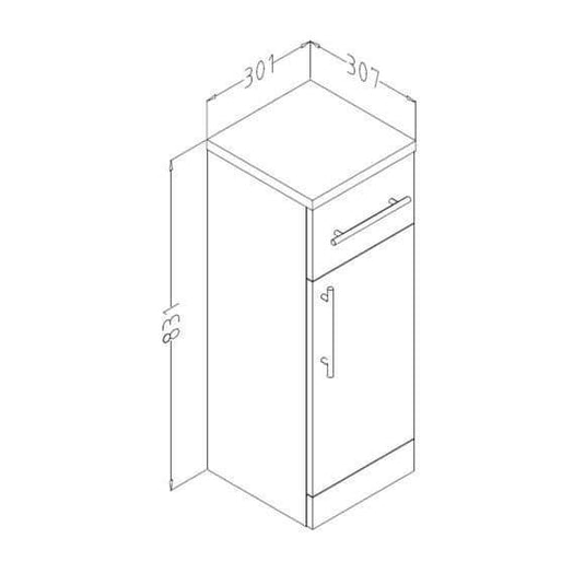 Oceana Arctic 300mm Drawer Line Base Unit - Gloss White - Envy Bathrooms Ltd