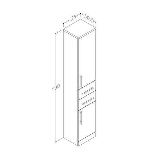 Oceana Arctic 350mm 2 Door Tall Unit - Gloss White - Envy Bathrooms Ltd
