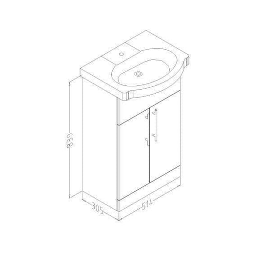 Oceana Arctic 550mm Floorstanding Vanity Unit & Basin - Gloss White - Envy Bathrooms Ltd