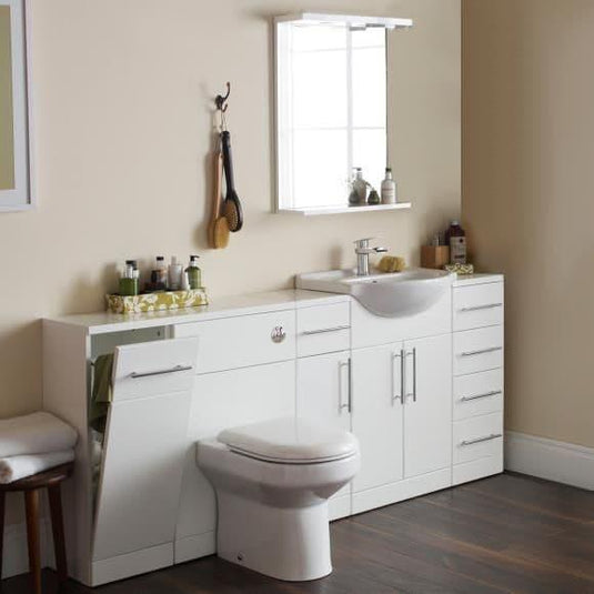 Oceana Arctic 450mm Mirror & Light Wall Unit - Gloss White - Envy Bathrooms Ltd