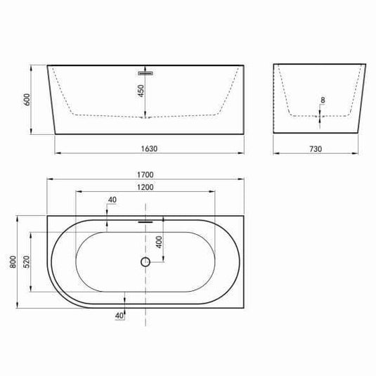 Oceana Barmouth 1700mm J Shape Freestanding Bath (RH) - Envy Bathrooms Ltd