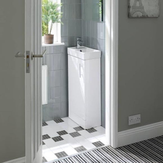 Oceana Bijou 400 Floorstanding Vanity Unit & Basin in Gloss White - Envy Bathrooms Ltd