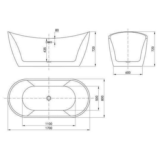 Oceana Cardigan 1700mm Freestanding Double Ended Bath - Envy Bathrooms Ltd