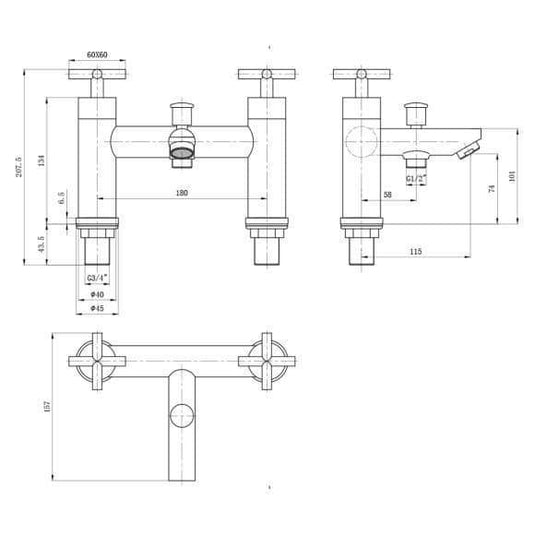 Oceana Clyde Bath Shower Mixer Tap - Chrome - Envy Bathrooms Ltd