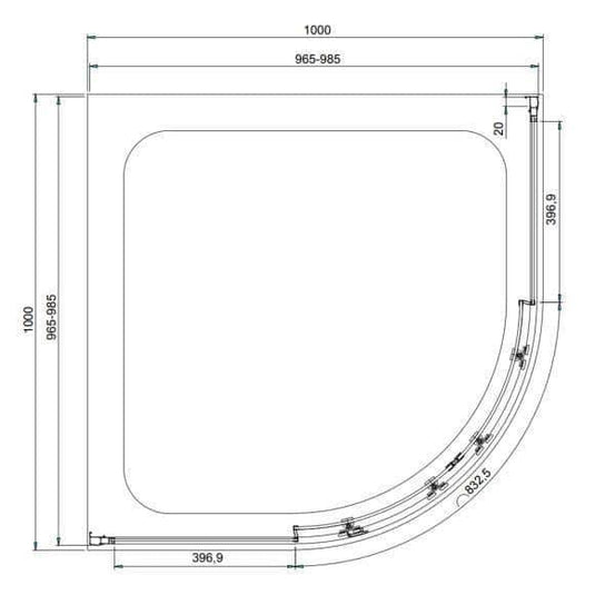 Oceana Crystal 1000 x 1000mm Quadrant Enclosure (6mm Glass) - Chrome - Envy Bathrooms Ltd