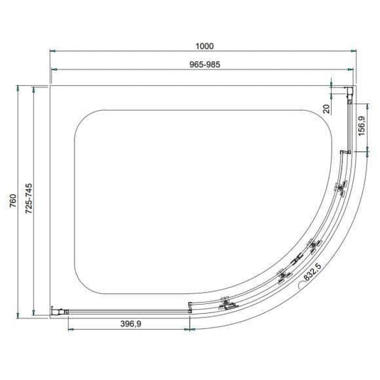 Oceana Crystal 1000 x 760mm Offset Quadrant Enclosure (6mm Glass) - Envy Bathrooms Ltd