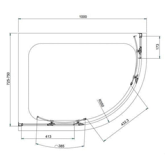 Oceana Crystal 1000 x 760mm Offset Quadrant Enclosure (6mm Glass) - Envy Bathrooms Ltd