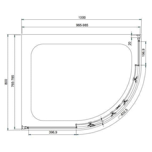 Oceana Crystal 1000 x 800mm Offset Quadrant Enclosure (6mm Glass) - Envy Bathrooms Ltd