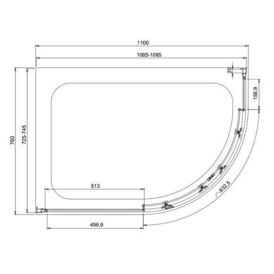 Oceana Crystal 1100 x 760mm Offset Quadrant Enclosure (6mm Glass) - Envy Bathrooms Ltd