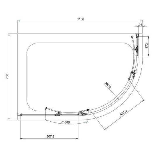 Oceana Crystal 1100 x 760mm Offset Quadrant Enclosure (6mm Glass) - Envy Bathrooms Ltd