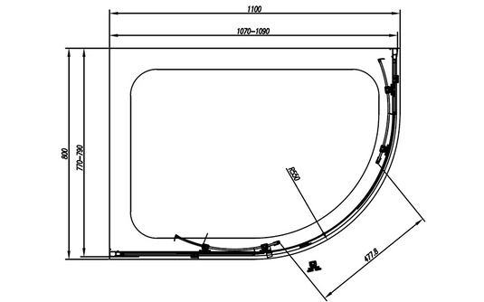 Oceana Crystal 1100 x 800mm Offset Quadrant Enclosure (6mm Glass) - Envy Bathrooms Ltd