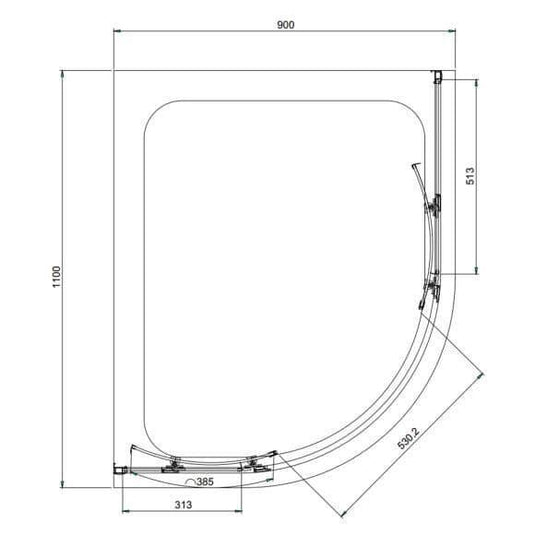 Oceana Crystal 1100 x 900mm Offset Quadrant Enclosure (6mm Glass) - Envy Bathrooms Ltd