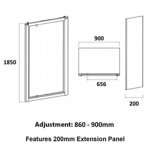 Oceana Crystal 1100mm Pivot Door (6mm Glass) - Chrome - Envy Bathrooms Ltd