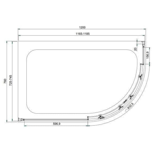 Oceana Crystal 1200 x 760mm Offset Quadrant Enclosure (6mm Glass) - Envy Bathrooms Ltd
