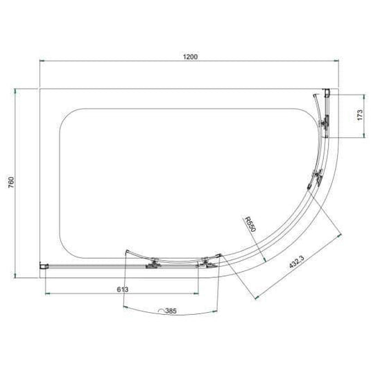 Oceana Crystal 1200 x 760mm Offset Quadrant Enclosure (6mm Glass) - Envy Bathrooms Ltd