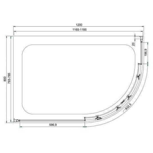 Oceana Crystal 1200 x 800mm Offset Quadrant Enclosure (6mm Glass) - Envy Bathrooms Ltd