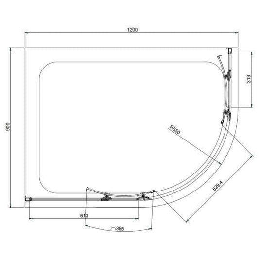 Oceana Crystal 1200 x 900mm Offset Quadrant Enclosure (6mm Glass) - Envy Bathrooms Ltd