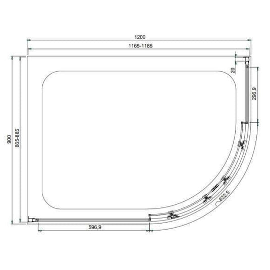 Oceana Crystal 1200 x 900mm Offset Quadrant Enclosure (6mm Glass) - Envy Bathrooms Ltd