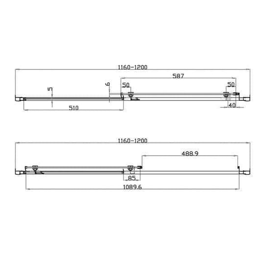 Oceana Crystal 1200mm Sliding Door (6mm Glass) - Matt Black - Envy Bathrooms Ltd