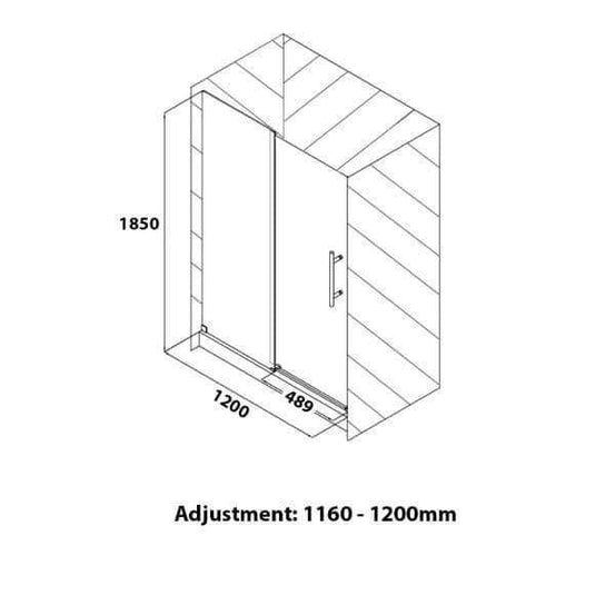Oceana Crystal 1200mm Sliding Door (6mm Glass) - Matt Black - Envy Bathrooms Ltd