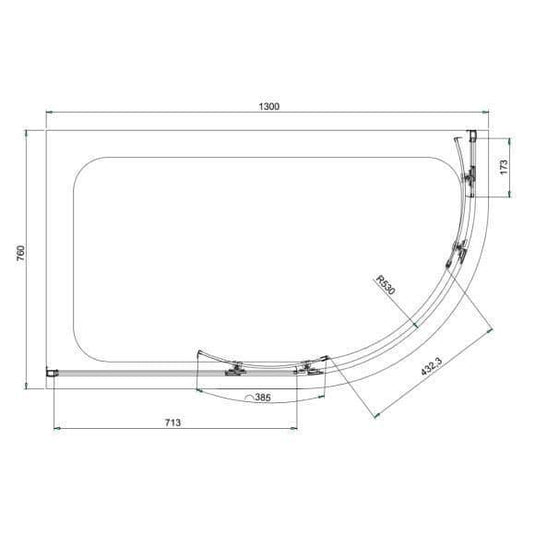 Oceana Crystal 1300 x 760mm Offset Quadrant Enclosure (6mm Glass) - Envy Bathrooms Ltd