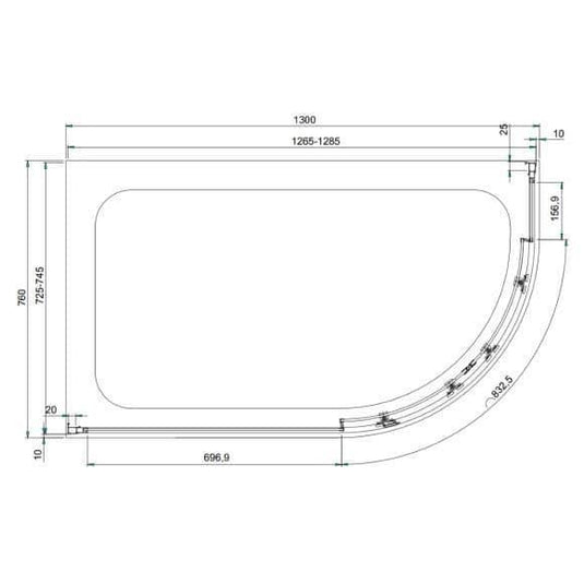 Oceana Crystal 1300 x 760mm Offset Quadrant Enclosure (6mm Glass) - Envy Bathrooms Ltd