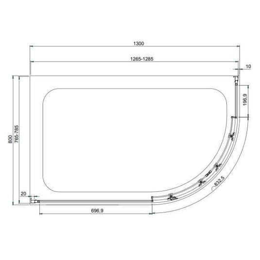 Oceana Crystal 1300 x 800mm Offset Quadrant Enclosure (6mm Glass) - Envy Bathrooms Ltd