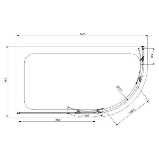 Oceana Crystal 1400 x 760mm Offset Quadrant Enclosure (6mm Glass) - Envy Bathrooms Ltd