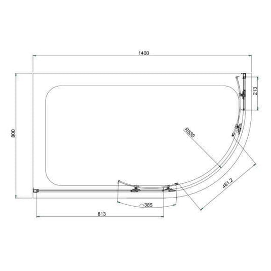 Oceana Crystal 1400 x 800mm Offset Quadrant Enclosure (6mm Glass) - Envy Bathrooms Ltd