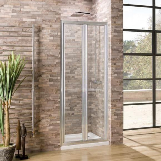 Oceana Crystal 760mm Bi-fold Door (6mm Glass) - Chrome - Envy Bathrooms Ltd