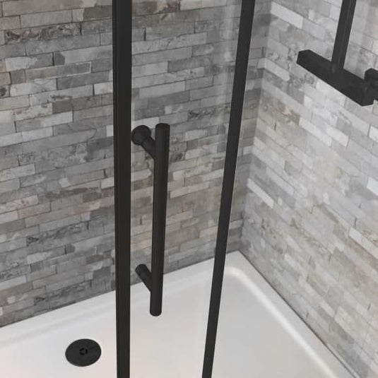 Oceana Crystal 760mm Pivot Door (6mm Glass) - Matt Black - Envy Bathrooms Ltd