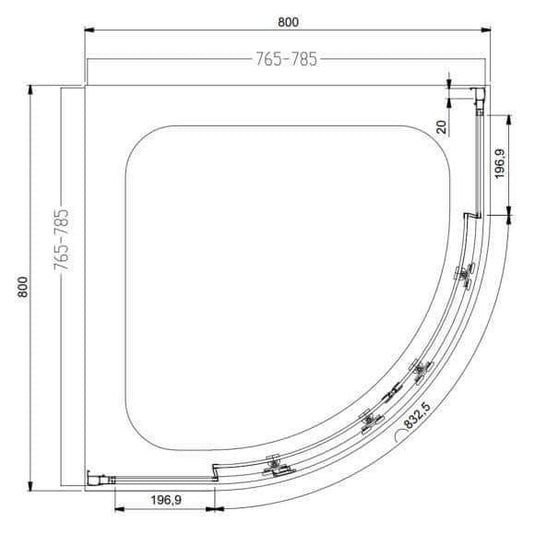 Oceana Crystal 800 x 800mm Quadrant Enclosure (6mm Glass) - Chrome - Envy Bathrooms Ltd
