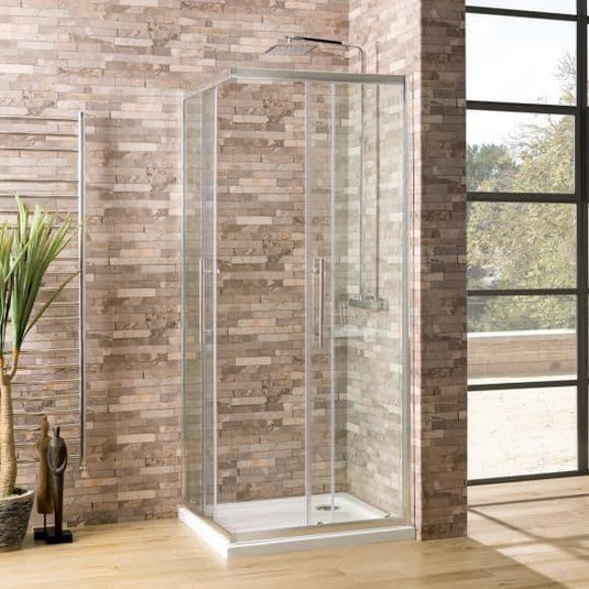Oceana Crystal 800mm Corner Entry Door (6mm Glass) - Chrome - Envy Bathrooms Ltd